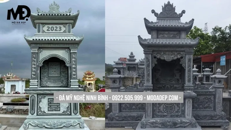 Mẫu lăng thờ đá 2 mái đẹp, tinh tế và sang trọng