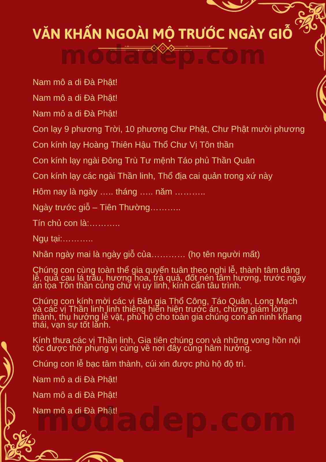 Văn Khấn Ngoài Mộ Trước Ngày Giỗ