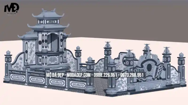 Khu lăng mộ truyền thống được khắc chữ hán, hoa văn truyền thống