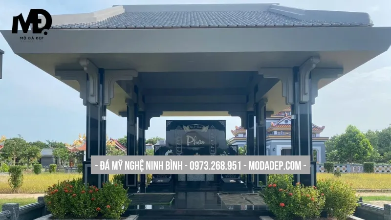 Mẫu lăng mộ xây đẹp phong cách hiện đại tối giản