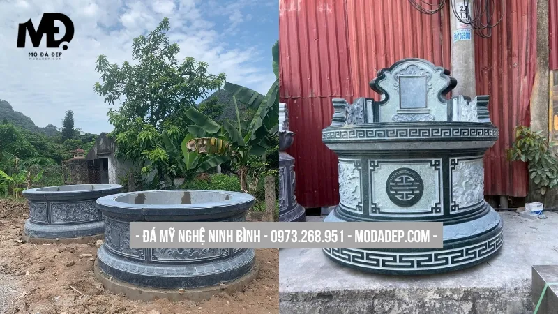 Mẫu mộ đẹp từ đá xanh đen Ninh Bình cao cấp
