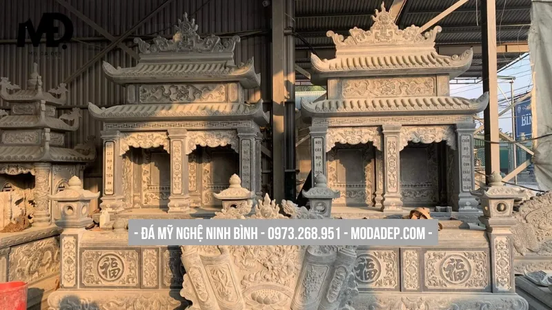 Mẫu mộ đôi 2 mái bề thế, tinh xảo