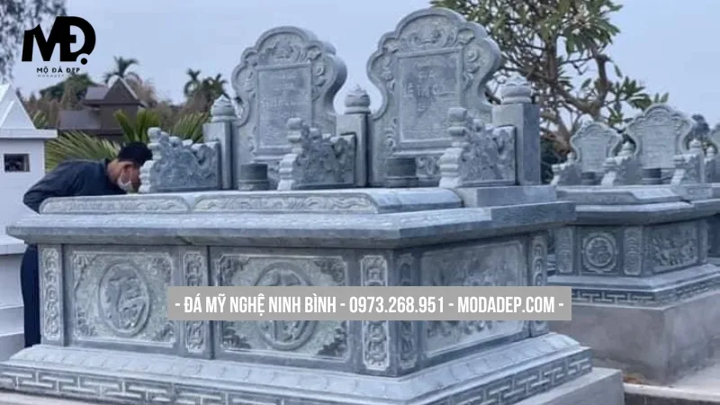 Mẫu mộ đôi xây đẹp đơn giản tam sơn