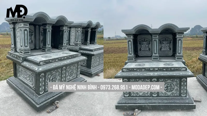 Mộ đá đôi 1 mái vững chãi, tinh tế