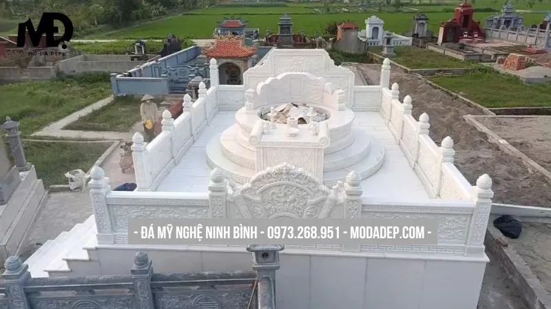 Mộ tròn đá trắng thanh khiết, thanh tao nhẹ nhàng