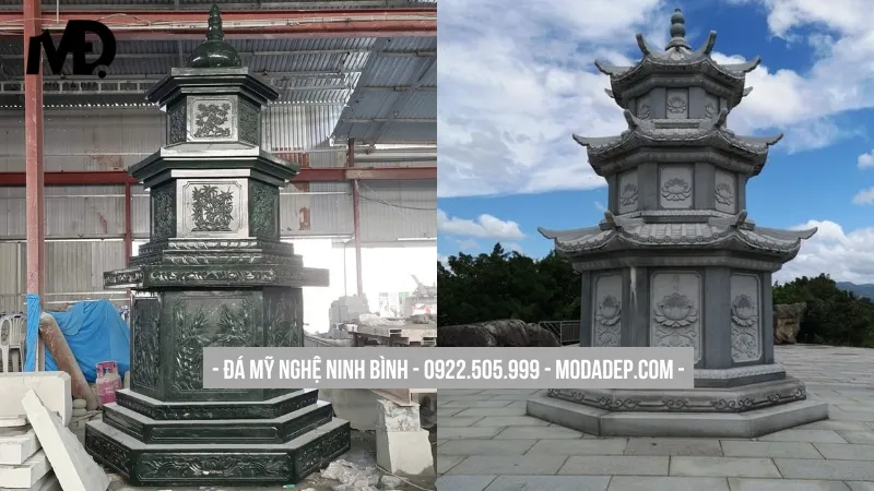Mộ đá xanh đen hình tháp dành cho các vị sư