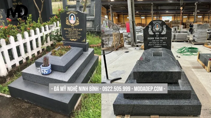 Bia mộ đá hoa cương sang trọng, bền bỉ cùng thời gian