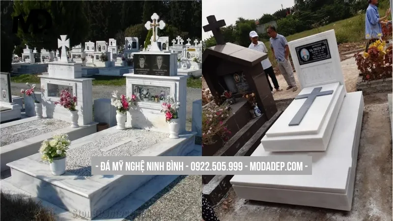 Lăng mộ đá trắng công giáo thanh khiết, trang nhã