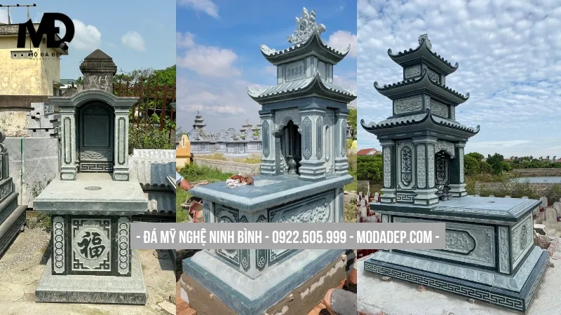 Mẫu lăng mộ đá bán Hải Phòng có mái phong cách truyền thống