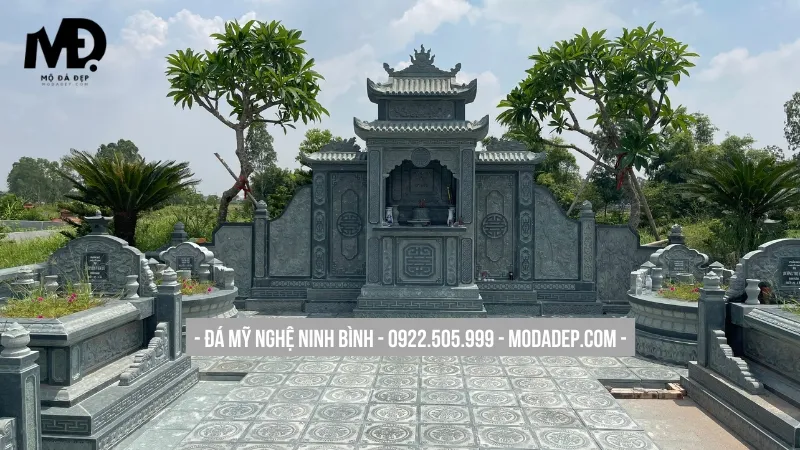 Mẫu lăng mộ đá xanh đơn giản cho gia đình nhỏ