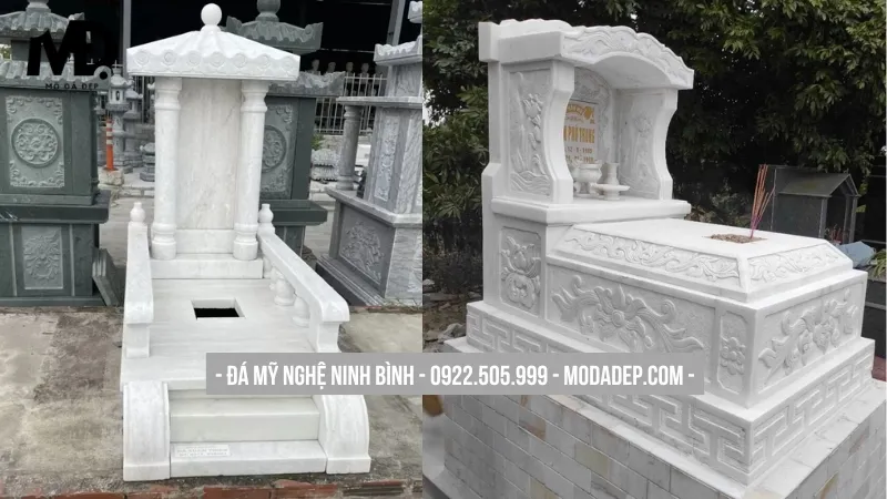 Mẫu mộ đá trắng một mái che thanh khiết