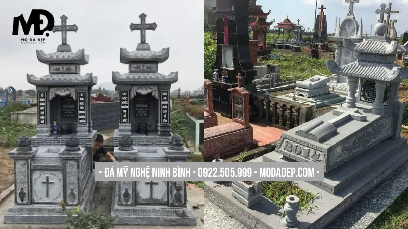 Mộ công giáo đẹp thiết kế 2 mái uy nghi