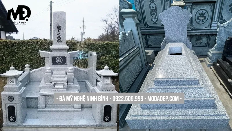 Mẫu mộ đá hoa cương thiết kế đơn giản thanh lịch