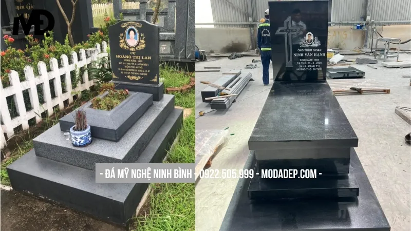 Mộ đá hoa cương không mái đơn giản tại Quảng Ninh
