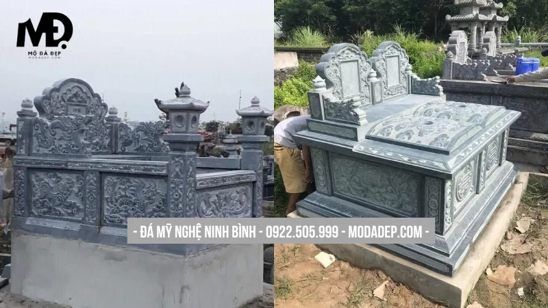 Mộ đá tam sơn chạm khắc tỉ mỉ rồng phượng