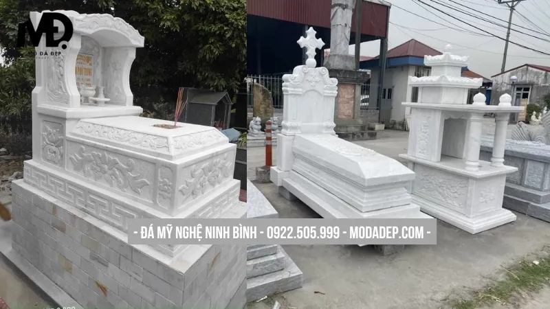 Mộ đá trắng Hà Tĩnh thanh khiết, nhẹ nhàng trong khuôn viên