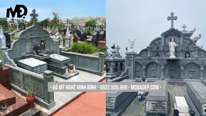 Mộ đá xanh công giáo nghiêm trang, lịch sự