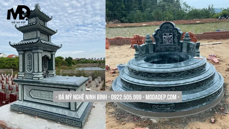 Mộ đá xanh rêu nổi bật với vẻ cổ kính trang nghiêm