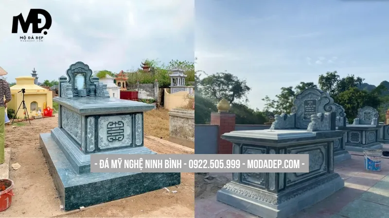 Mộ đá xanh rêu tam sơn đẹp, nguyên khối