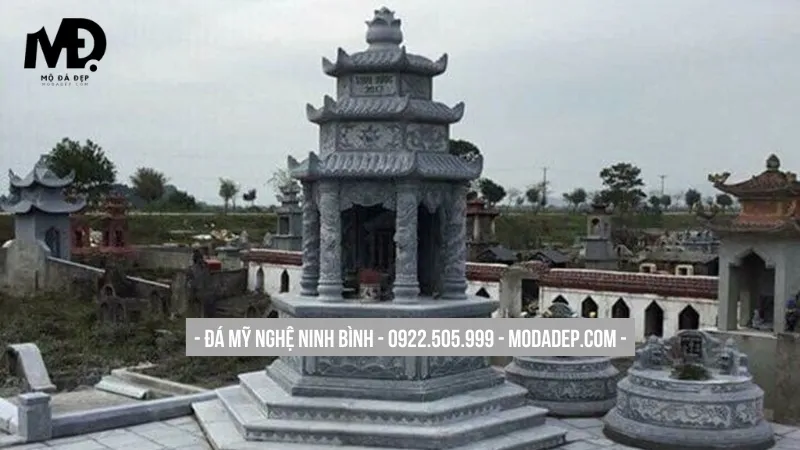 Mộ lục giác đẹp 3 mái bề thế cho các khu lăng mộ lớn