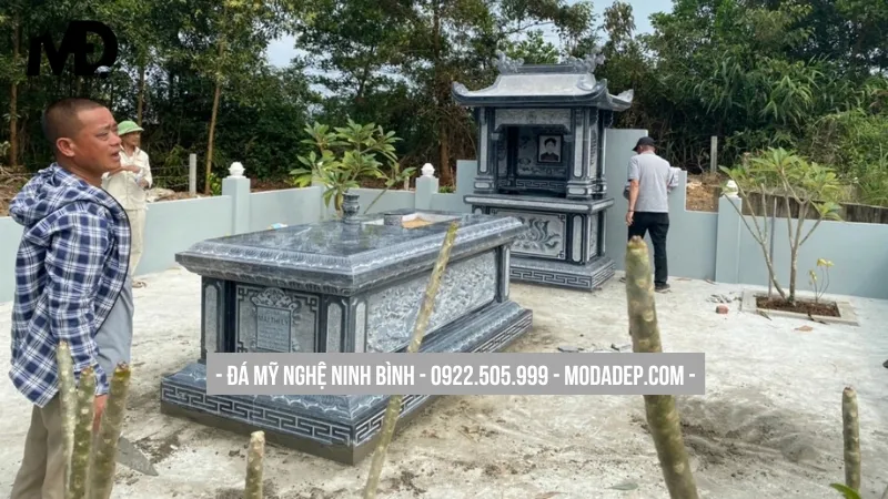 Mộ tam sơn đá xanh trang trọng, uy nghiêm