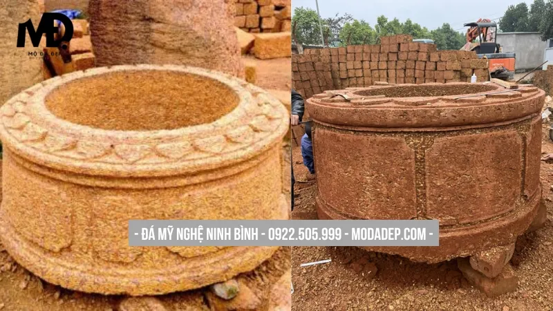 Mộ tròn đá ong nguyên khối - Mẫu lăng mộ đá ong phong thủy tốt nhất