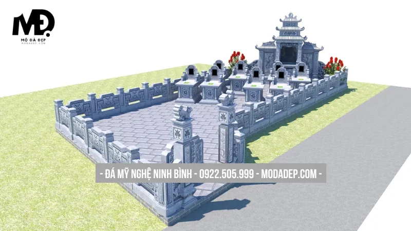 Thiết kế khuôn viên lăng mộ hóa giải thế đất xấu, không vuông