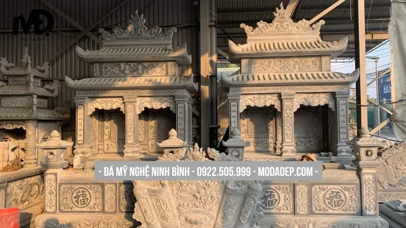 Kích thước mộ đá 2 mái đem lại may mắn, tài lộc cho gia chủ