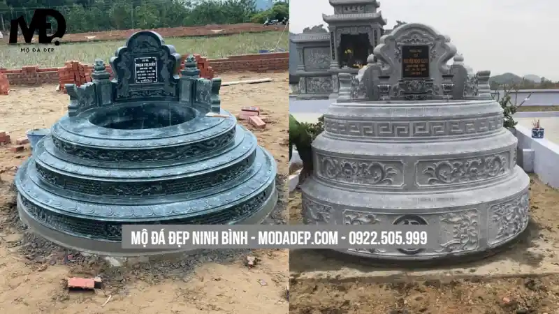 Tại Mộ Đá Đẹp Ninh Bình, chúng tôi thiết kế và thi công nhiều mẫu mộ tròn phong thủy phù hợp từng nhu cầu
