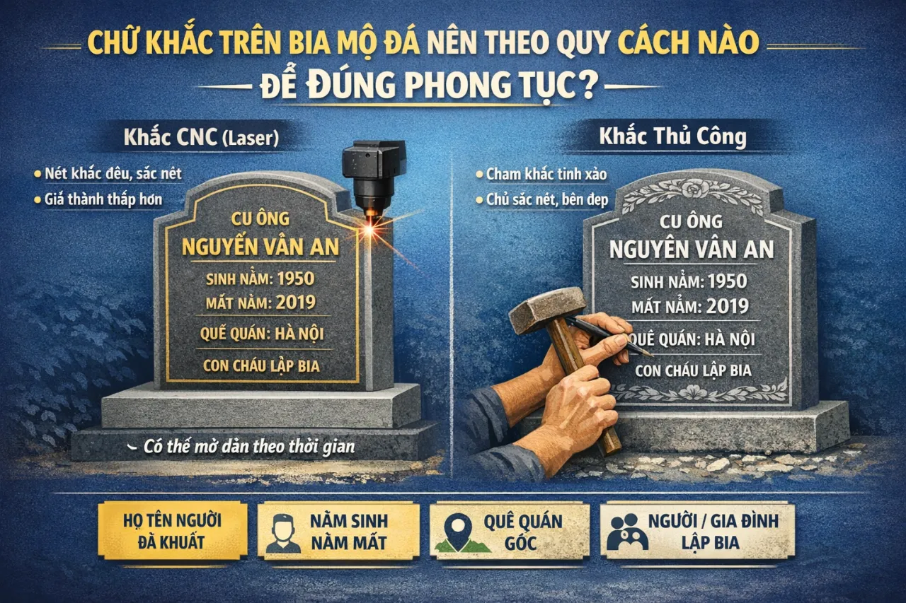Chữ Khắc Trên Bia Mộ Đá Nên Theo Quy Cách Nào Để Đúng Phong Tục?