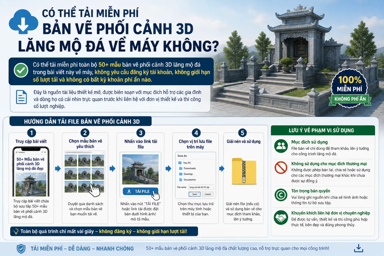Có Thể Tải Miễn Phí Bản Vẽ Phối Cảnh 3D Lăng Mộ Đá Về Máy Không?