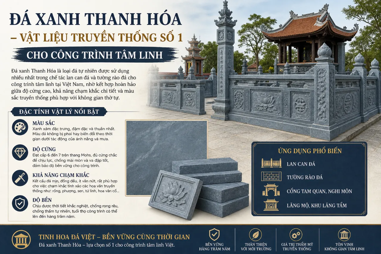 Đá xanh Thanh Hóa – vật liệu truyền thống số 1 cho công trình tâm linh
