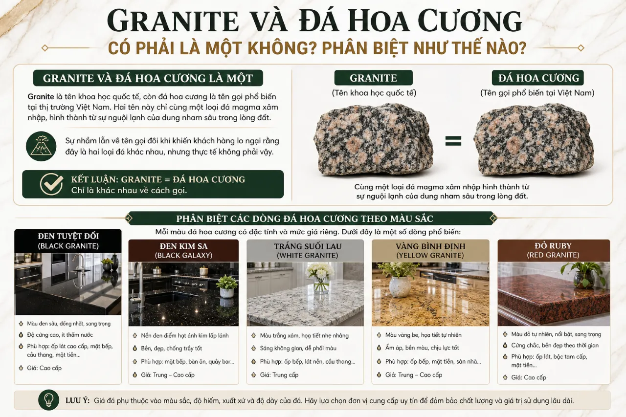 Granite Và Đá Hoa Cương Có Phải Là Một Không? Phân Biệt Như Thế Nào?