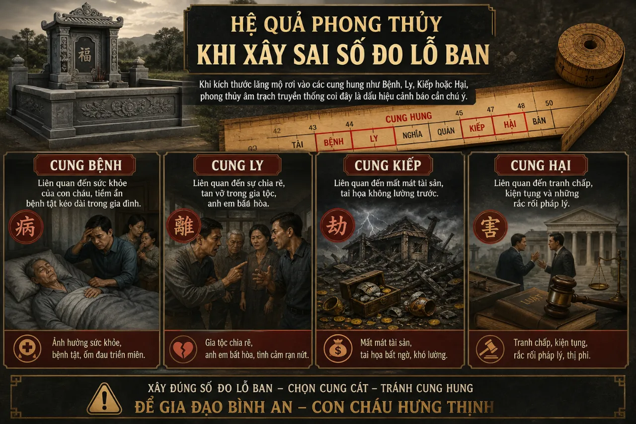 Hệ quả phong thủy khi xây sai số đo Lỗ Ban