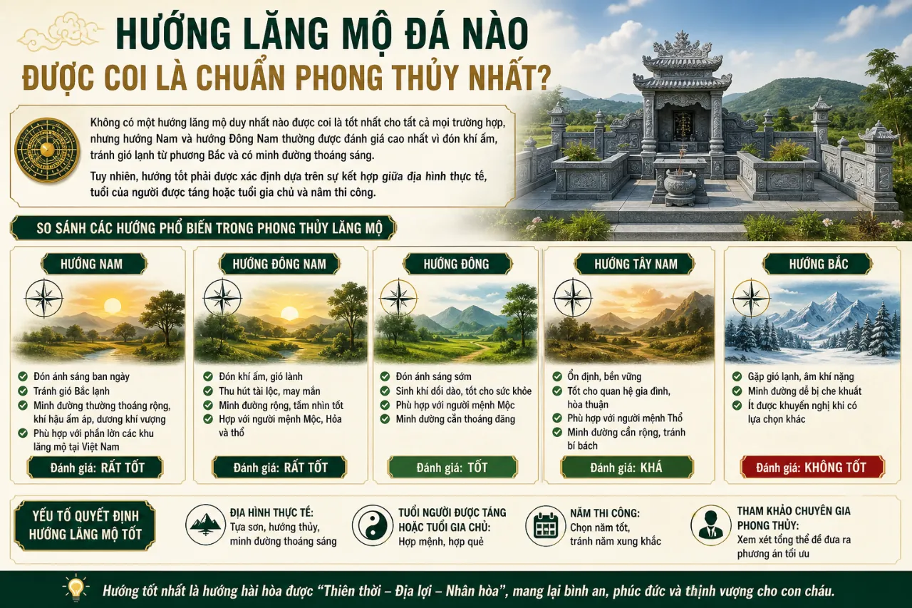 Hướng Lăng Mộ Đá Nào Được Coi Là Chuẩn Phong Thủy Nhất?