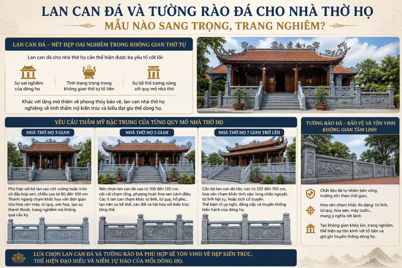 Lan can đá và tường rào đá cho nhà thờ họ – mẫu nào sang trọng, trang nghiêm?