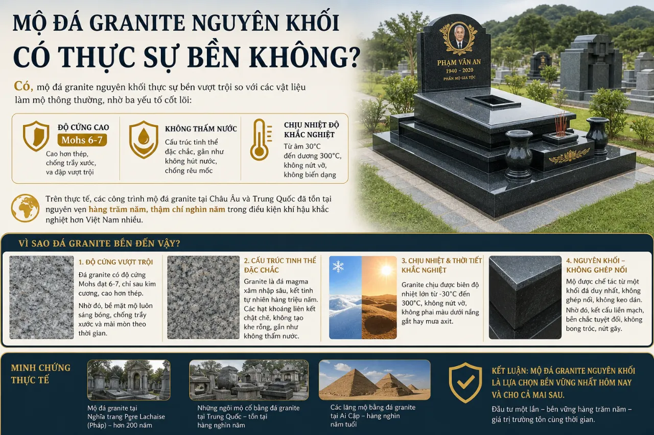 Mộ đá granite nguyên khối có thực sự bền không?