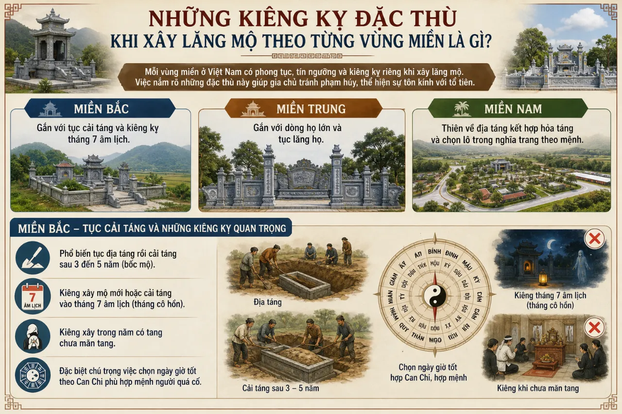 Những Kiêng Kỵ Đặc Thù Khi Xây Lăng Mộ Theo Từng Vùng Miền Là Gì?