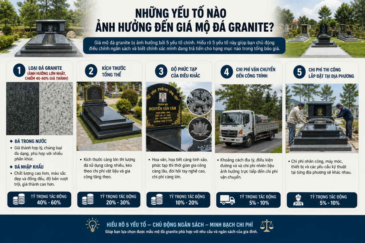 Những yếu tố nào ảnh hưởng đến giá mộ đá granite?