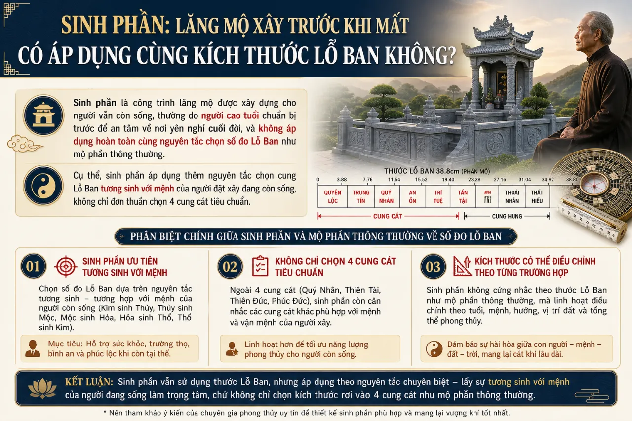 Sinh Phần: Lăng Mộ Xây Trước Khi Mất Có Áp Dụng Cùng Kích Thước Lỗ Ban Không?