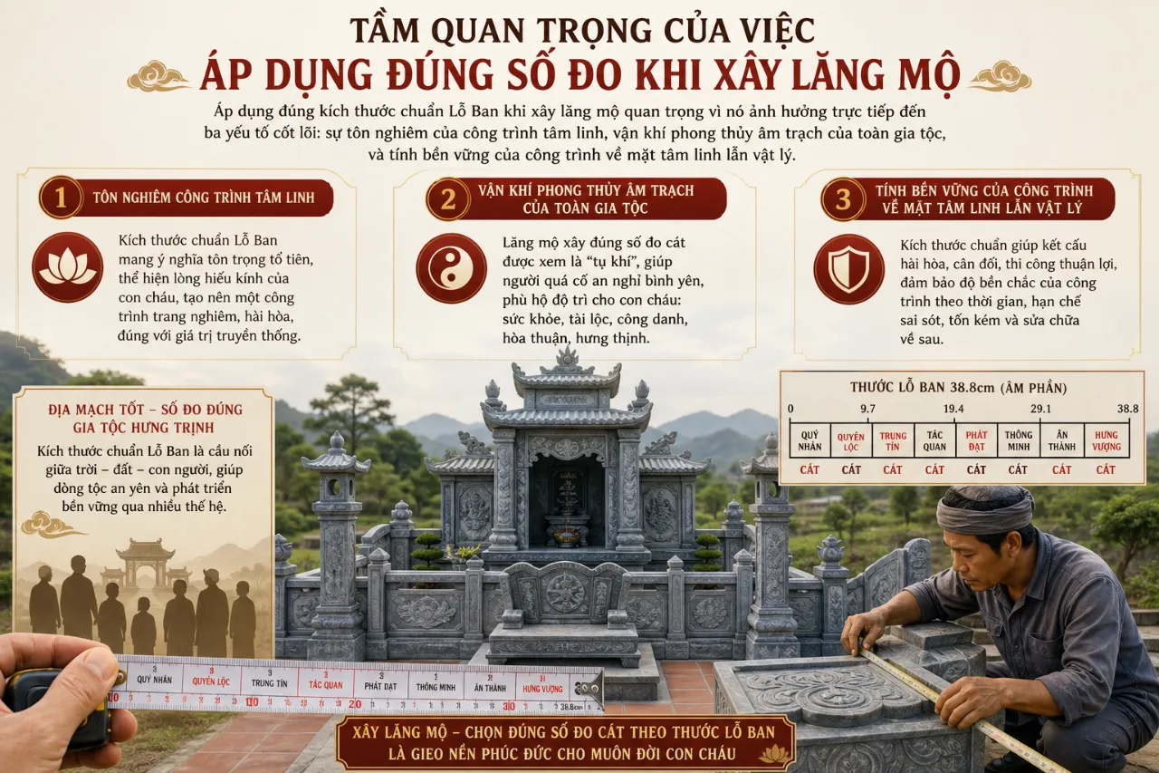 Tầm quan trọng của việc áp dụng đúng số đo khi xây lăng mộ