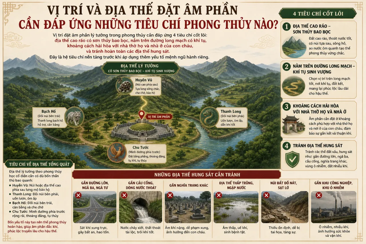 Vị Trí Và Địa Thế Đặt Âm Phần Cần Đáp Ứng Những Tiêu Chí Phong Thủy Nào?